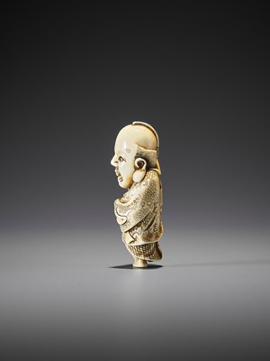 Lot 361 - YOSHIMASA: AN IVORY NETSUKE OF FUKUSUKE