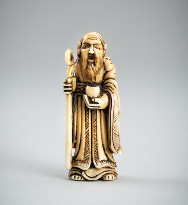 Lot 618 - AN IVORY NETSUKE OF AN IMMORTAL, EDO PERIOD