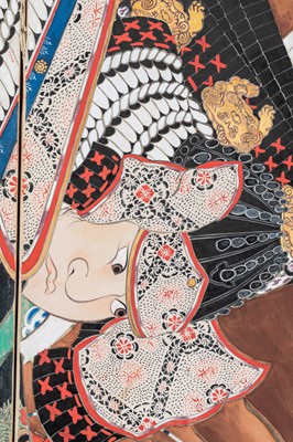 Lot 266 - A FOUR-PANEL BYOBU SCREEN DEPICTING SAMURAI, MEIJI