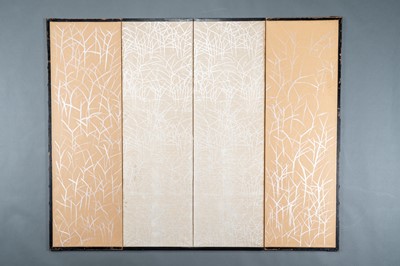 Lot 266 - A FOUR-PANEL BYOBU SCREEN DEPICTING SAMURAI, MEIJI