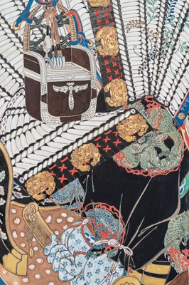 Lot 266 - A FOUR-PANEL BYOBU SCREEN DEPICTING SAMURAI, MEIJI