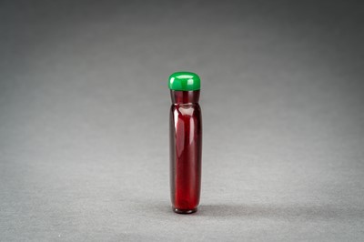 A TRANSPARENT RUBY RED GLASS SNUFF BOTTLE, QING DYNASTY