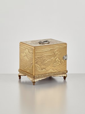 Lot 8 - A SUPERB LACQUER MINIATURE KODANSU (CABINET) DEPICTING THE NUNOBIKI FALLS WITH EN-SUITE LACQUER STAND