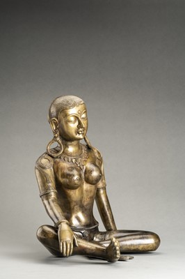 Lot 191 - A LARGE NEPALESE BRONZE FIGURE OF INDRANI, c. 1900s