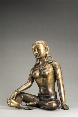 Lot 191 - A LARGE NEPALESE BRONZE FIGURE OF INDRANI, c. 1900s