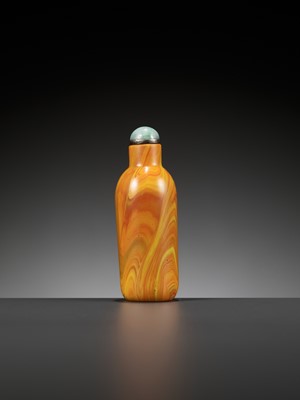 Lot 58 - AN IMPERIAL ‘REALGAR’ GLASS SNUFF BOTTLE, ATTRIBUTED TO THE PALACE WORKSHOPS, QIANLONG MARK AND PERIOD