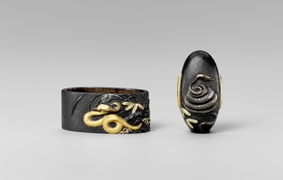 Lot 472 - HIDENORI: A FINE SHAKUDO NANAKO FUCHI AND KASHIRA WITH SNAKES, EDO