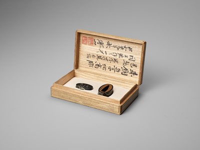 Lot 315 - IWAMOTO KONKAN: A FINE IWAMOTO SCHOOL SHAKUDO FUCHI AND KASHIRA DEPICTING DOVE IN SUSUKI
