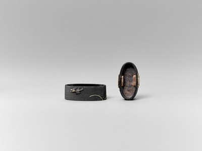 Lot 315 - IWAMOTO KONKAN: A FINE IWAMOTO SCHOOL SHAKUDO FUCHI AND KASHIRA DEPICTING DOVE IN SUSUKI