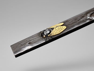 Lot 459 - SHOZUI: A FINE HAMANO SCHOOL KOZUKA WITH CICADA ON A TREE TRUNK