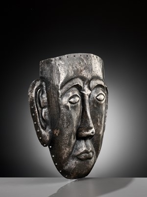 Lot 107 - A SILVER FUNERARY MASK OF A NOBLEMAN, LIAO DYNASTY