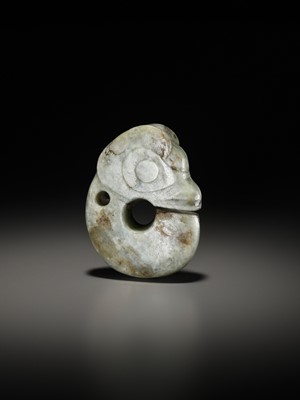 Lot 1005 - A PALE GREEN JADE ‘PIG-DRAGON’, ZHULONG, NEOLITHIC PERIOD, HONGSHAN CULTURE