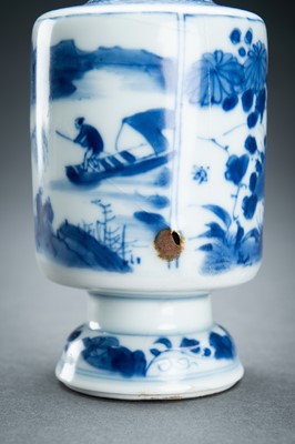 Lot 321 - TWO BLUE AND WHITE PORCELAIN VASES WITH COVERS, 17th CENTURY