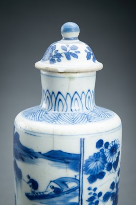 Lot 321 - TWO BLUE AND WHITE PORCELAIN VASES WITH COVERS, 17th CENTURY