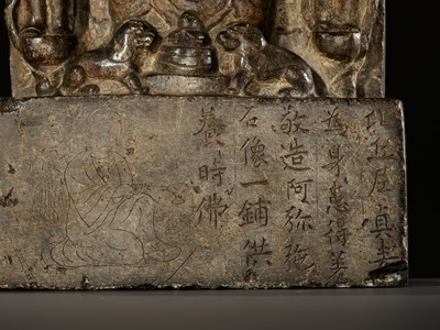 Lot 170 - AN INSCRIBED BUDDHIST LIMESTONE STELE, TANG DYNASTY