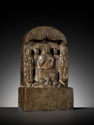 Lot 170 - AN INSCRIBED BUDDHIST LIMESTONE STELE, TANG DYNASTY