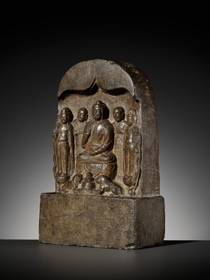 Lot 170 - AN INSCRIBED BUDDHIST LIMESTONE STELE, TANG DYNASTY