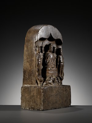 Lot 170 - AN INSCRIBED BUDDHIST LIMESTONE STELE, TANG DYNASTY