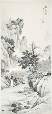 Lot 275 - A SCROLL PAINTING OF A RIVER LANDSCAPE, 1904