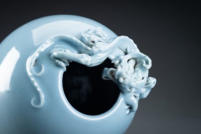 Lot 401 - A SKY-BLUE GLAZED ‘CHILONG’ VASE, c. 1920s