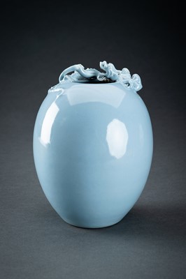 Lot 401 - A SKY-BLUE GLAZED ‘CHILONG’ VASE, c. 1920s