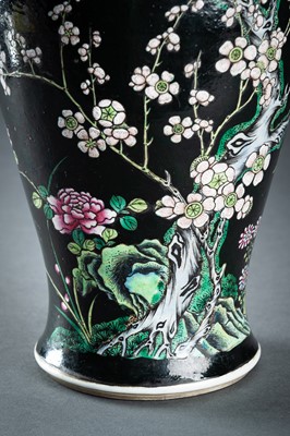 Lot 1283 - A FAMILLE NOIR BALUSTER VASE, QING