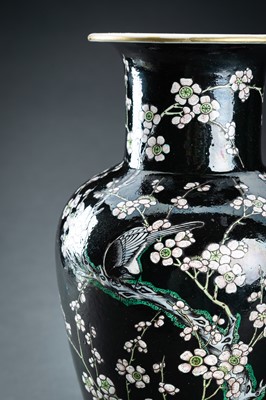 Lot 1283 - A FAMILLE NOIR BALUSTER VASE, QING