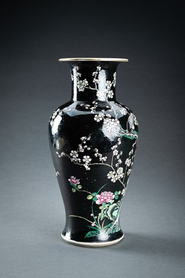 Lot 1283 - A FAMILLE NOIR BALUSTER VASE, QING