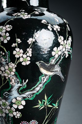 Lot 1283 - A FAMILLE NOIR BALUSTER VASE, QING