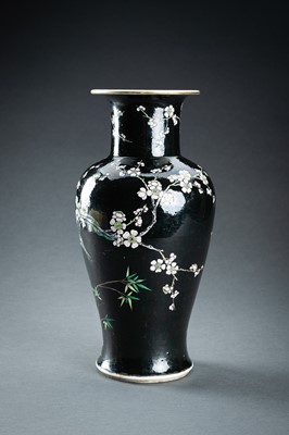 Lot 1283 - A FAMILLE NOIR BALUSTER VASE, QING