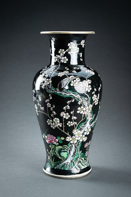 Lot 1283 - A FAMILLE NOIR BALUSTER VASE, QING