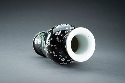 Lot 1283 - A FAMILLE NOIR BALUSTER VASE, QING