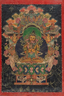 Lot 270 - A THANGKA OF VAJRADHARA WITH HIS CONSORT