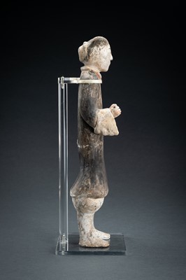 Lot 298 - A POTTERY FIGURE OF A WARRIOR, HAN DYNASTY