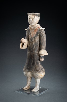 Lot 298 - A POTTERY FIGURE OF A WARRIOR, HAN DYNASTY