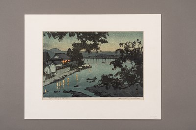 Lot 386 - HIROSHI YOSHIDA (1876-1950), EVENING ON THE CHIKUGO RIVER