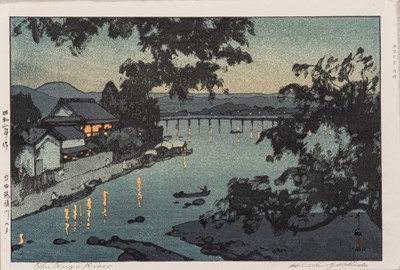 Lot 386 - HIROSHI YOSHIDA (1876-1950), EVENING ON THE CHIKUGO RIVER