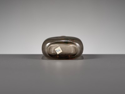 Lot 369 - AN INSIDE-PAINTED SMOKEY CRYSTAL SNUFF BOTTLE BY YE BENGQI, CHINA, 1920-1940