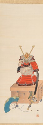 Lot 295 - IMAMURA KOSO: A SCROLL PAINTING OF A SUIT OF ARMOR