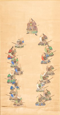 Lot 291 - A SCROLL PAINTING OF THE SIXTEEN DIVINE GENERALS OF THE TOKUGAWA IEYASU