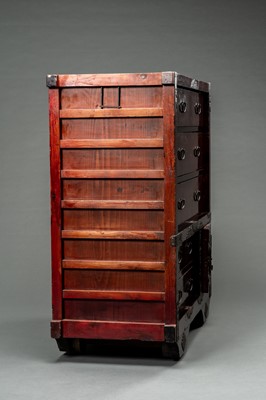 Lot 235 - A WOOD CHOBA DANSU (MERCHANT'S CHEST), 19TH CENTURY