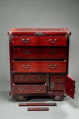 Lot 235 - A WOOD CHOBA DANSU (MERCHANT'S CHEST), 19TH CENTURY