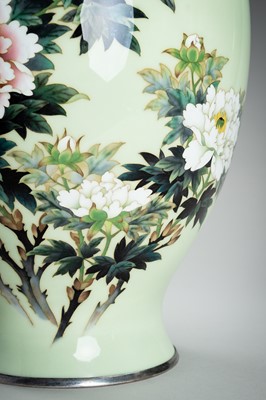 Lot 80 - A LARGE CLOISONNÉ ENAMEL VASE WITH PEONIES, c. 1930s