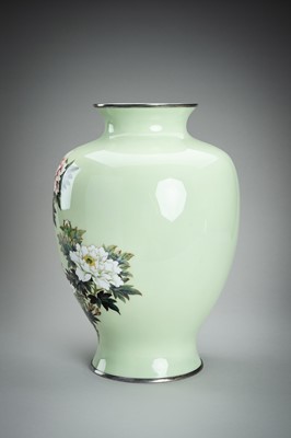 Lot 80 - A LARGE CLOISONNÉ ENAMEL VASE WITH PEONIES, c. 1930s