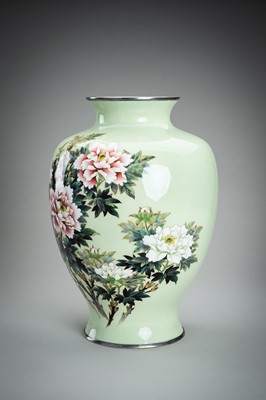 Lot 80 - A LARGE CLOISONNÉ ENAMEL VASE WITH PEONIES, c. 1930s