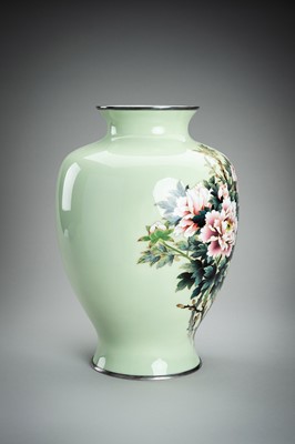 Lot 80 - A LARGE CLOISONNÉ ENAMEL VASE WITH PEONIES, c. 1930s