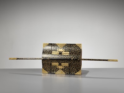 Lot 198 - A LACQUER MINIATURE KAGO (PALANQUIN)