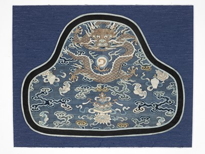 Lot 398 - A BLUE-GROUND KESI ‘DRAGON’ PANEL, QING DYNASTY
