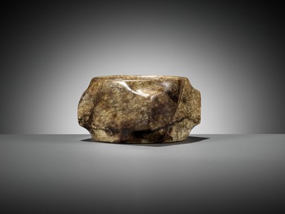 Lot 42 - A MOTTLED JADE CONG, LATE NEOLITHIC TO SHANG DYNASTY