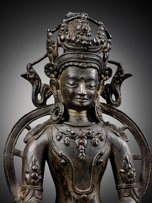 Lot 174 - A LARGE BRONZE FIGURE OF RATNASAMBHAVA, CENTRAL TIBET, 13TH-14TH CENTURY